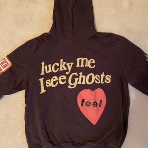 Kanye Lucky Me I See Ghosts Hoodie Hip Hop Heavyweight Sweatshirts Dark Gray